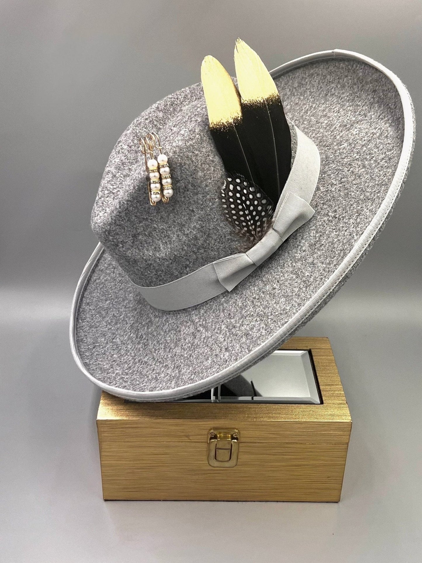 Bow Tie Fedora -Pencil brim GrayGold