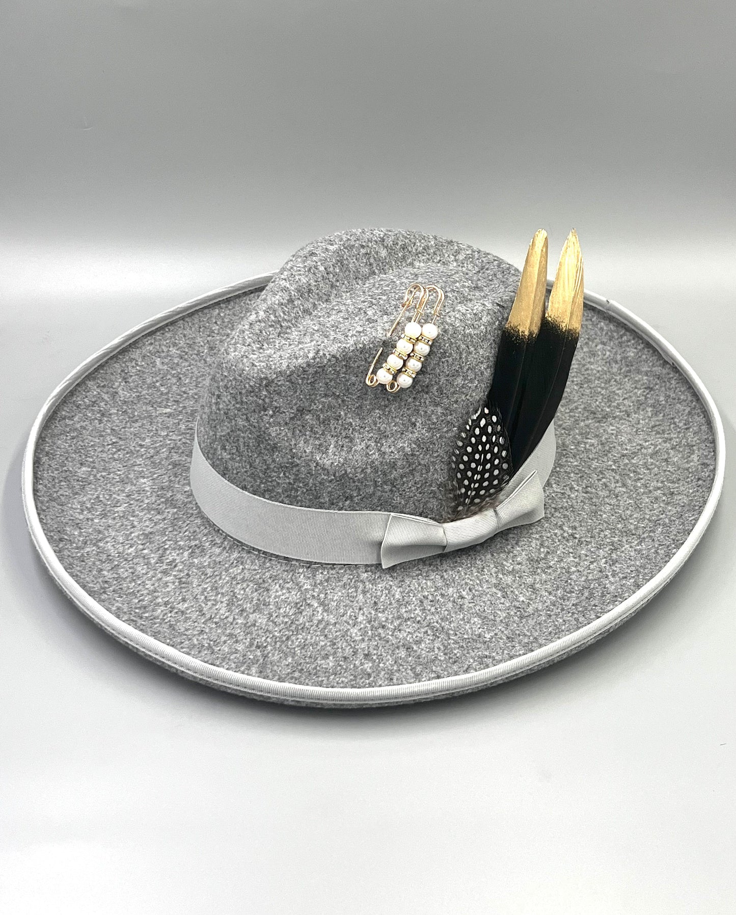 Bow Tie Fedora -Pencil brim GrayGold