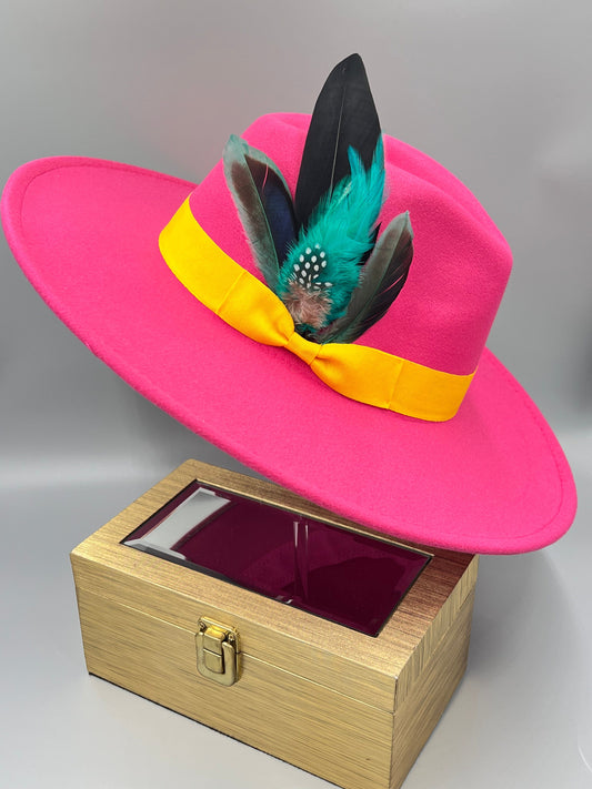Luxury Bow tie Hat -Dark Pink