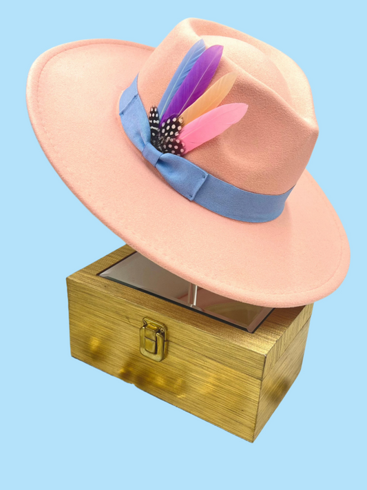 Luxury Bow tie Fedora -pink