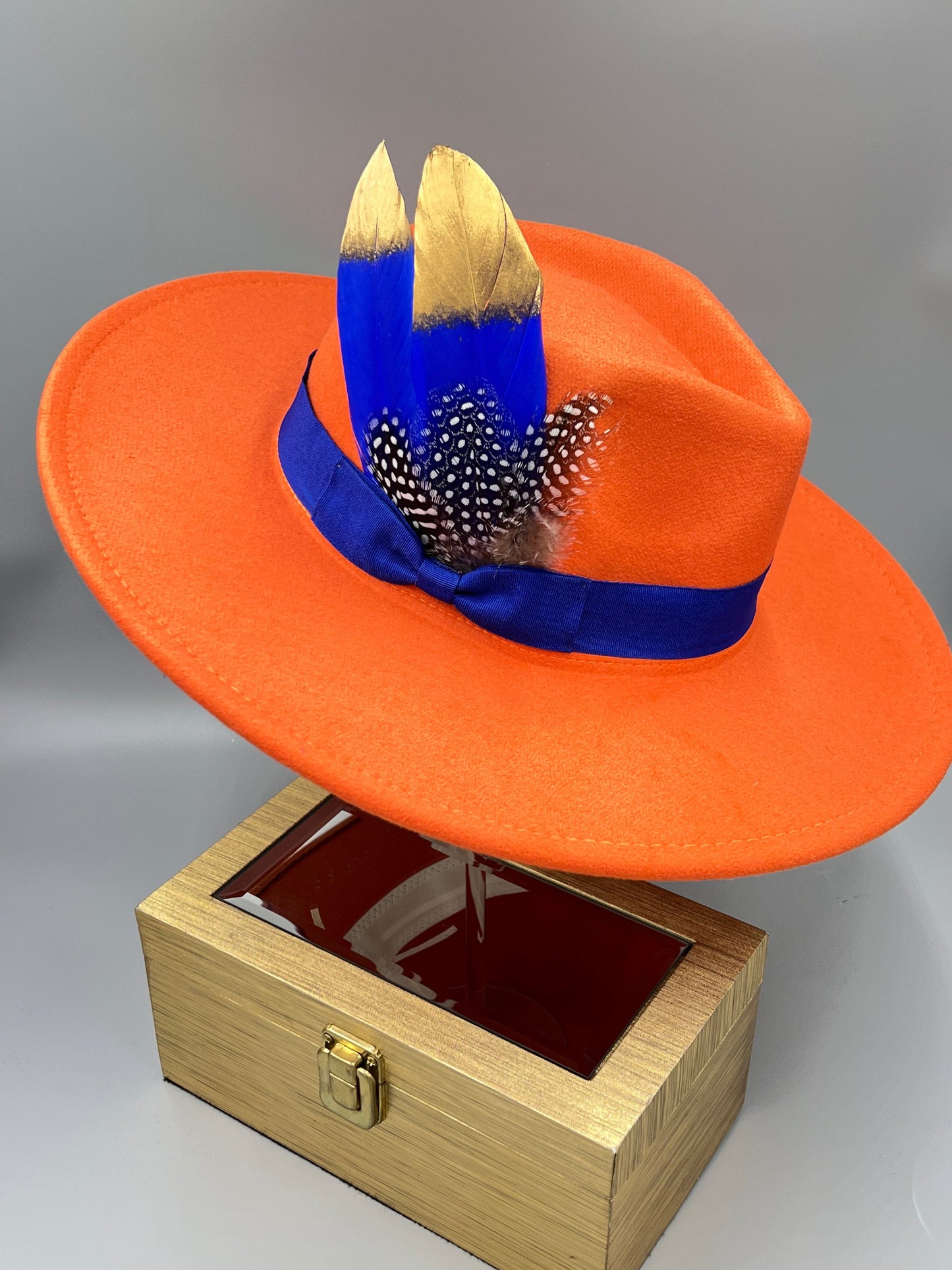 Luxury  Bow Tie Fedora -Orange