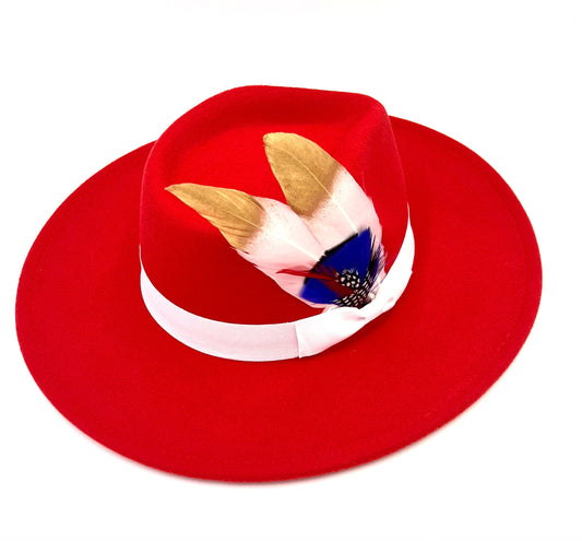 Luxury  Bow Tie Fedora -Red