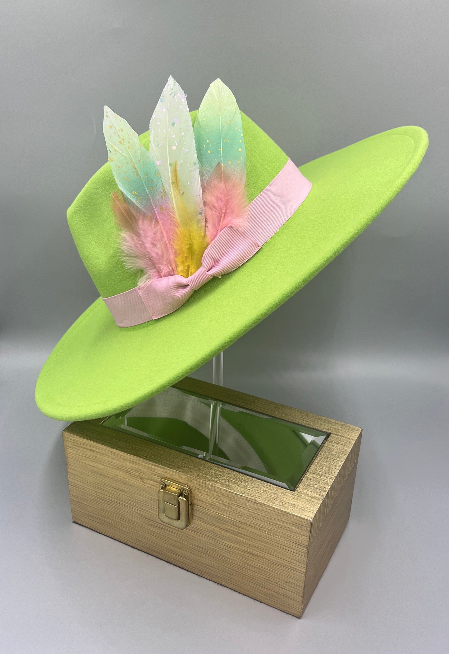 Luxe Bow Tie Fedora - Lime Green