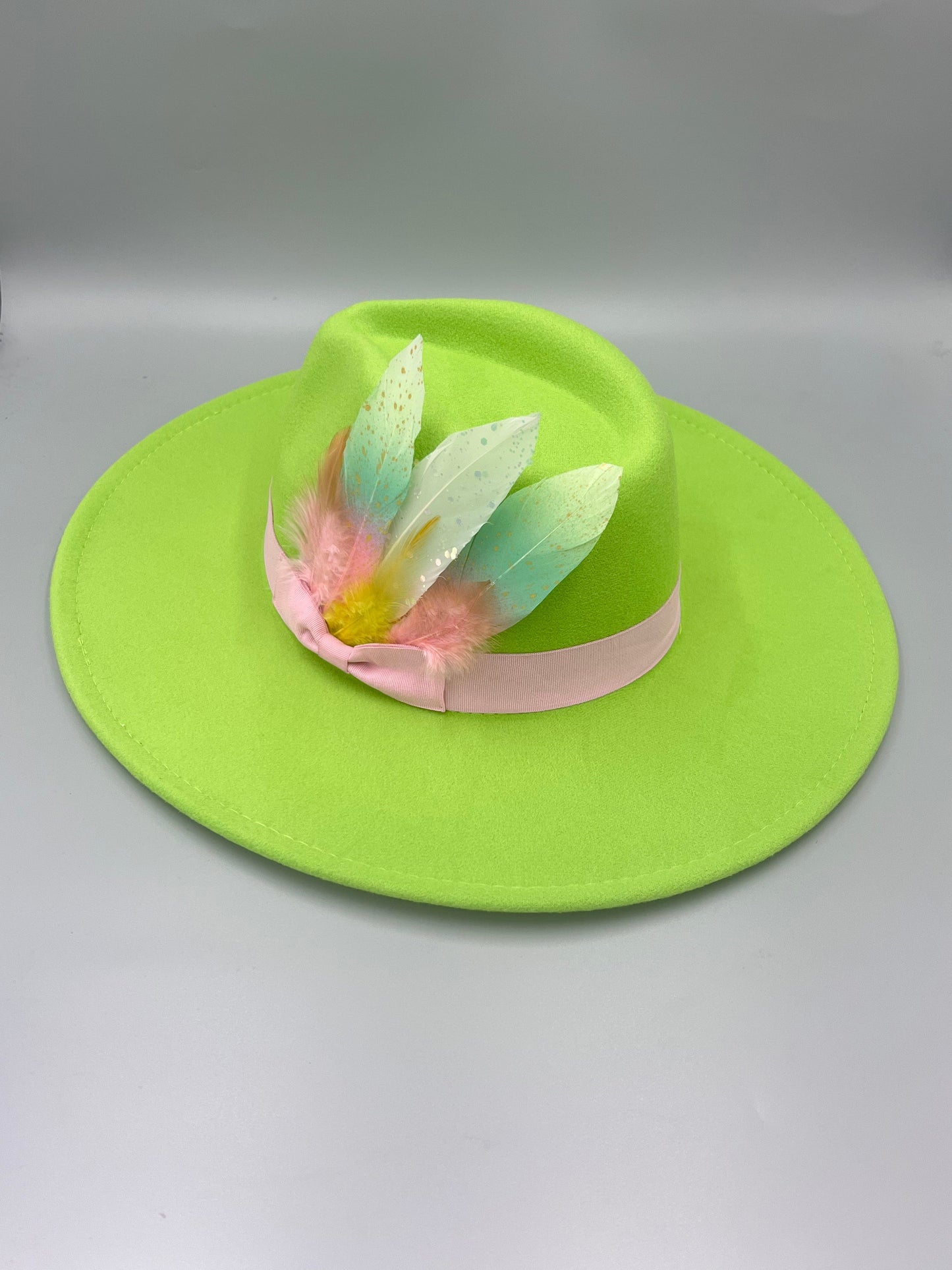 Luxe Bow Tie Fedora - Lime Green