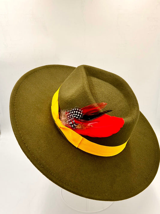 Luxury  Bow Tie Fedora -Olive
