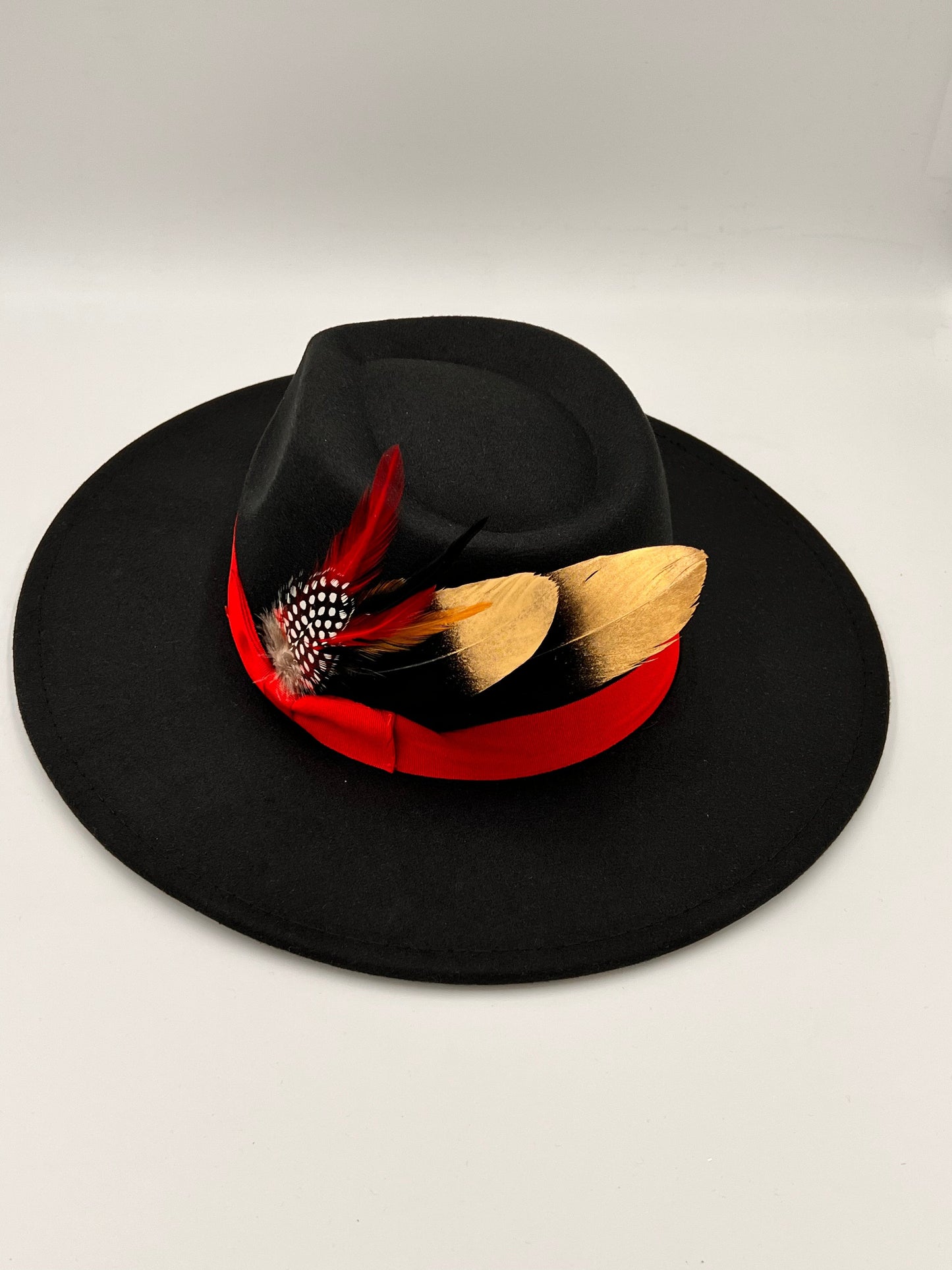 Luxury  Bow Tie Fedora -Black red