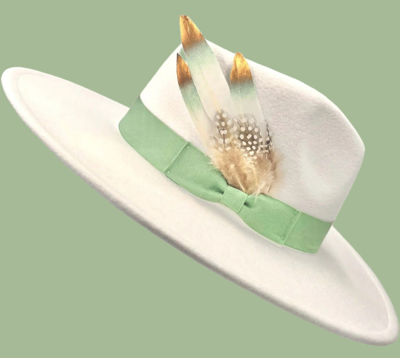 Luxury  Bow Tie Fedora -White