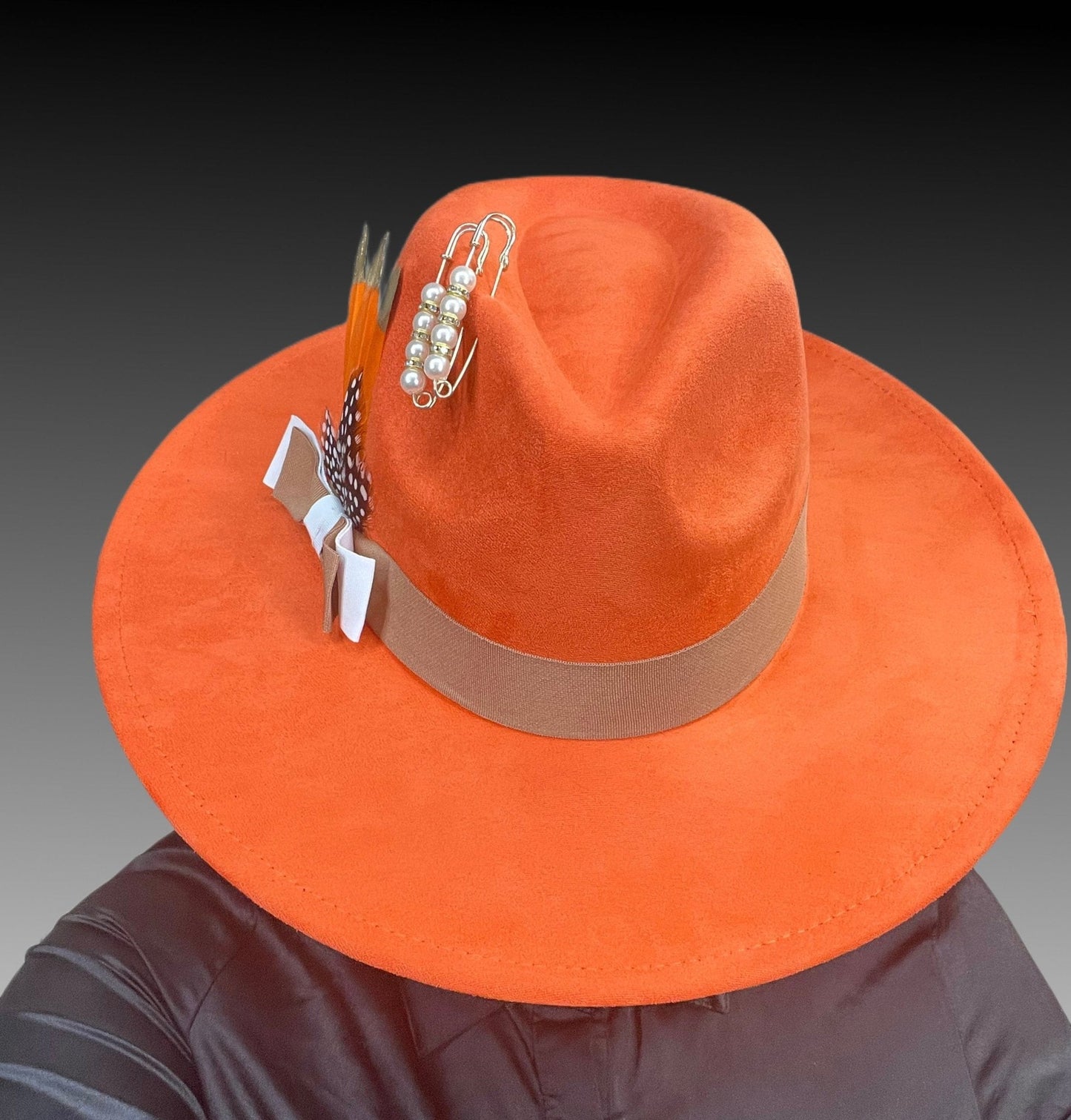 Luxury Fedora Hat - Orange Gold